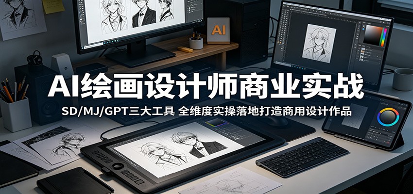AI绘画设计师商业实战：SD/MJ/GPT三大工具，全维度实操落地打造商用设计作品-智云网