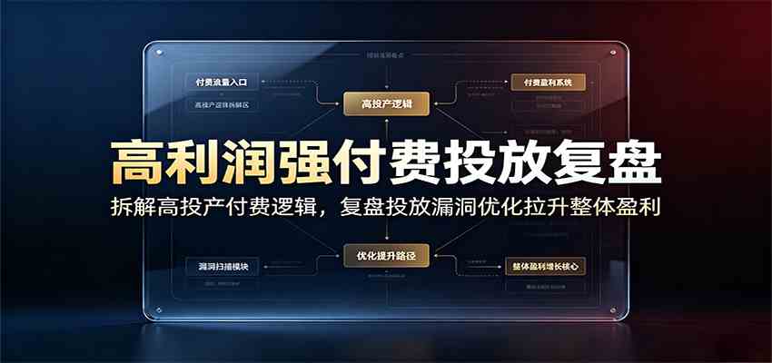高利润强付费投放复盘：拆解高投产付费逻辑，复盘投放漏洞优化拉升整体盈利-智云网