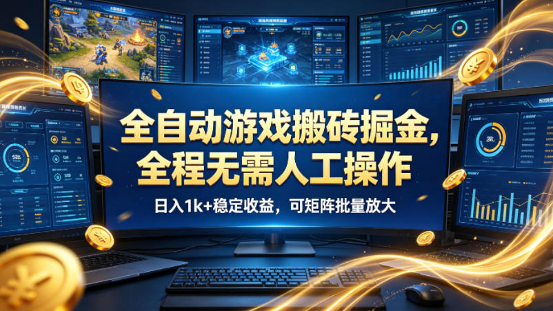 全自动游戏搬砖掘金，全程无需人工操作，日入1k+稳定收益，可矩阵批量放大【揭秘】-智云网