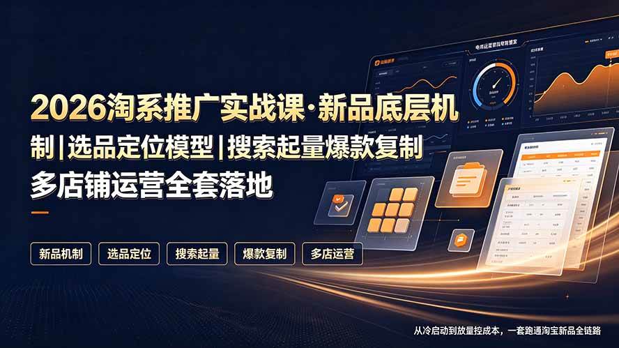 （19272期）2026淘系推广实战课·新品底层机制｜选品定位模型｜搜索起量爆款复制多店铺运营全套落地教程-智云网