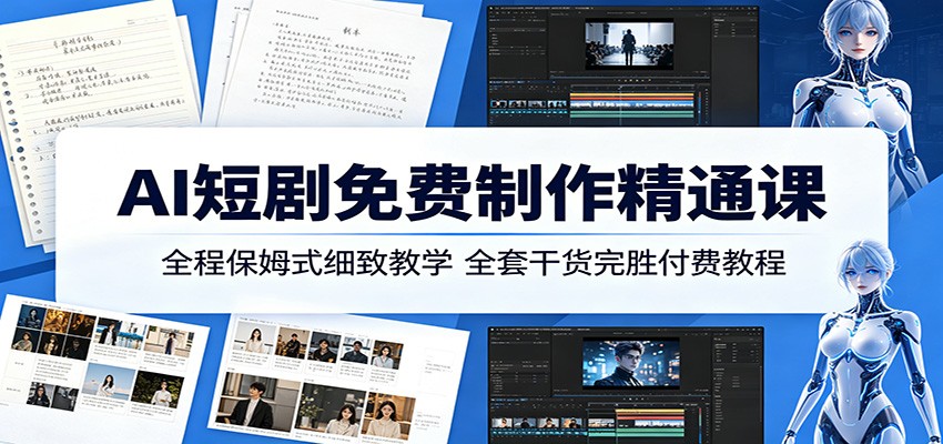 AI短剧免费制作精通课：全程保姆式细致教学，全套干货完胜付费教程-智云网
