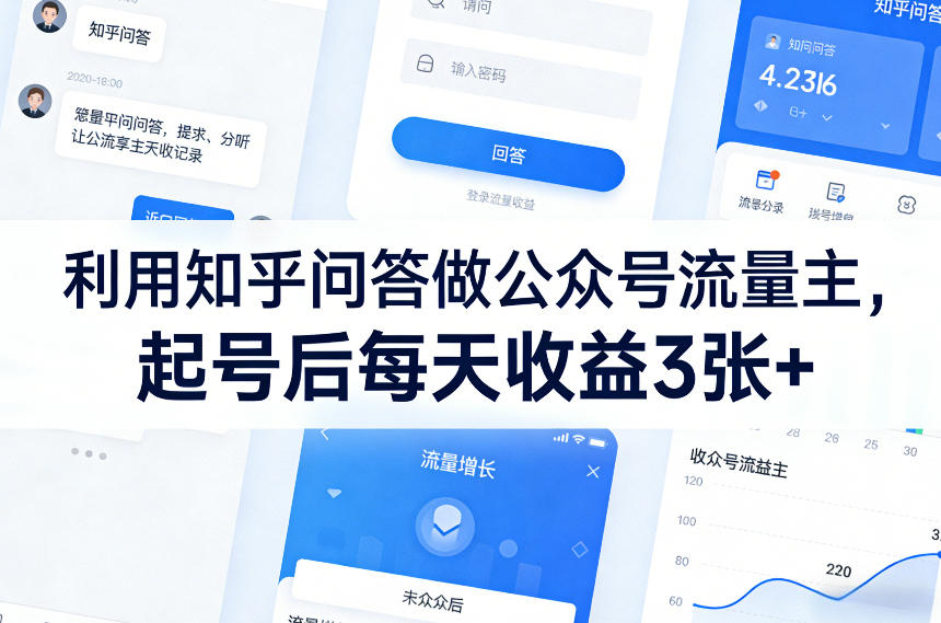 利用知乎问答做公众号流量主，起号后每天收益3张+-智云网