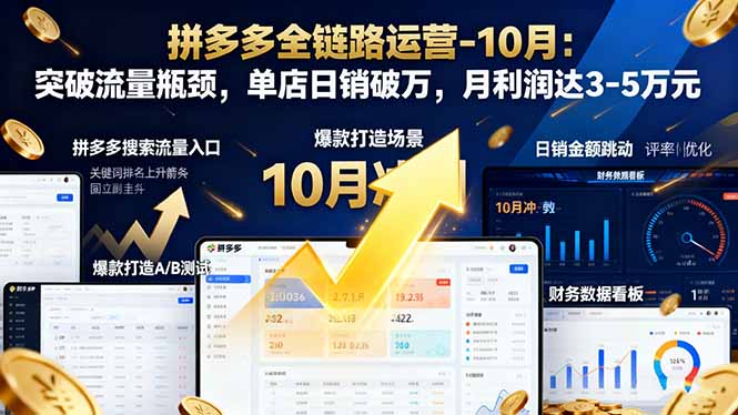 拼多多全链路运营-10月：突破流量瓶颈，单店日销破万，月利润达3-5万元-智云网