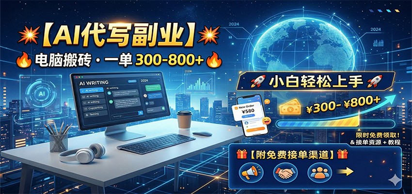 AI代写副业，电脑搬砖，一单300-800+，小白轻松上手，附免费接单渠道-智云网