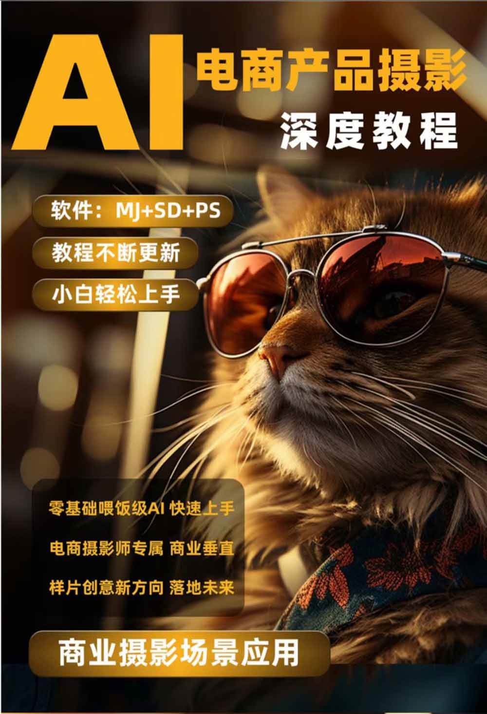 （19262期）AI电商人像摄影实战课·SD多端部署｜MJ完整教学｜家电护肤家具商品图人像写真全案例