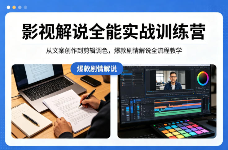 影视解说全能实战训练营：从文案创作到剪辑调色，爆款剧情解说全流程教学-智云网