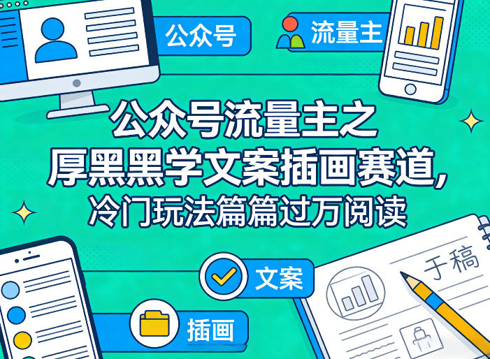 公众号流量主之厚黑学文案插画赛道，冷门玩法篇篇过万阅读-智云网