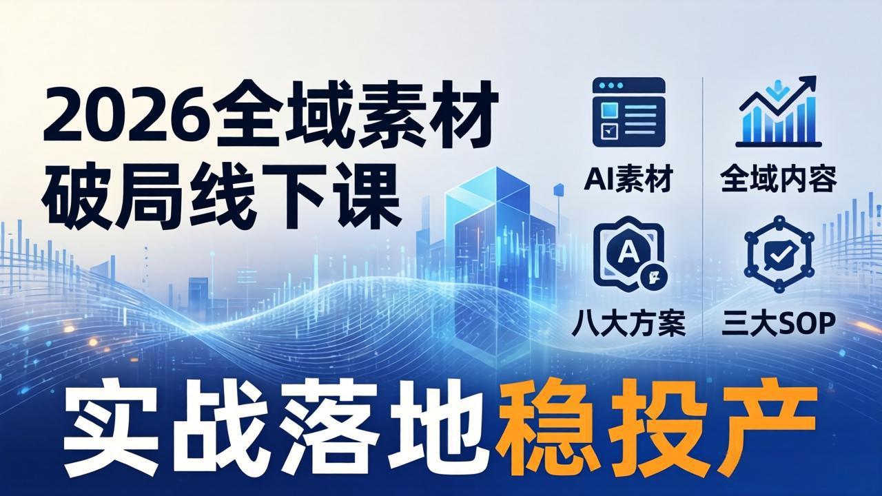 2026全域素材破局线下课：AI素材+全域内容+八大方案+三大SOP，实战落地稳投产-智云网