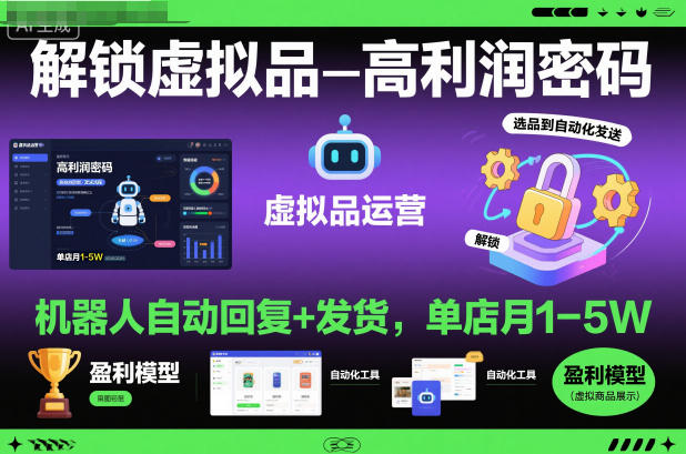 解锁虚拟品高利润密码：机器人自动回复+发货，单店月1-5W【揭秘】-智云网