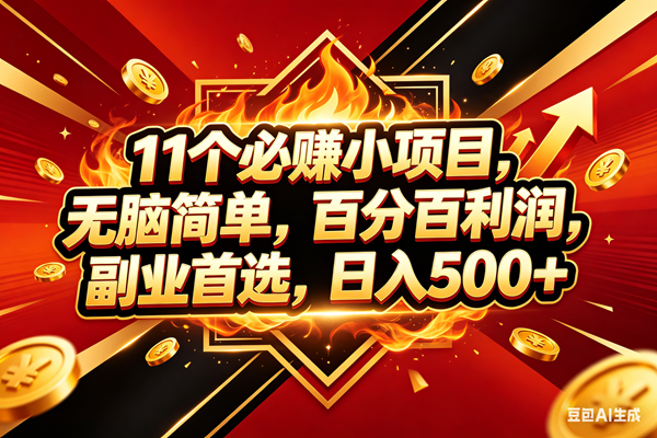 （18189期）11个必赚米小项目，百分百赚米，无脑简单，副业首选，日入500+-智云网