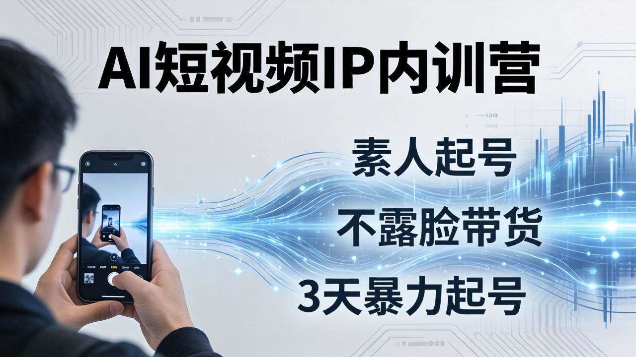 （19208期）2026AI短视频IP内训营-更新：从素人起号到不露脸带货，3天暴力起号全流程拆解-智云网