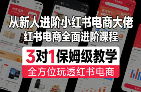 从新人进阶小红书电商大佬，红书电商全面进阶课程，3对1保姆级教学，全方位玩透红书电商-智云网