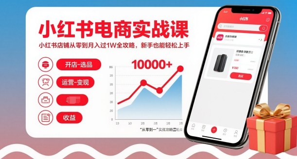 小红书电商实战课，小红书店铺从零到月入过1W全攻略，新手也能轻松上手-智云网