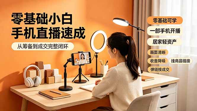 （19231期）零基础小白手机直播速成，从筹备到成交完整闭环，适配苹果安卓系统，解决杂音卡顿留人难问题-智云网
