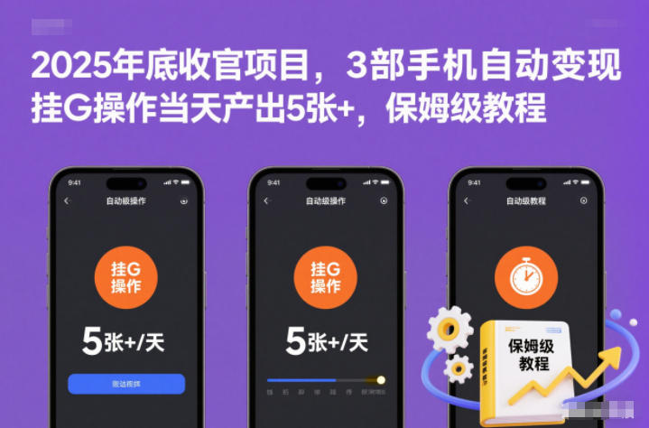 2025年底收官项目，3部手机自动变现，挂G操作当天产出5张+，保姆级教程【揭秘】-智云网