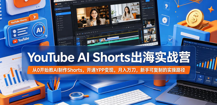 YouTube AI Shorts出海实战营，从0开始教AI制作Shorts，开通YPP变现，月入万刀，新手可复制的实操路径-智云网