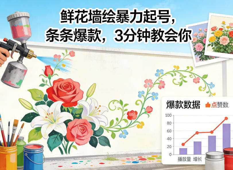 鲜花墙绘暴力起号，条条爆款，3分钟教会你-智云网