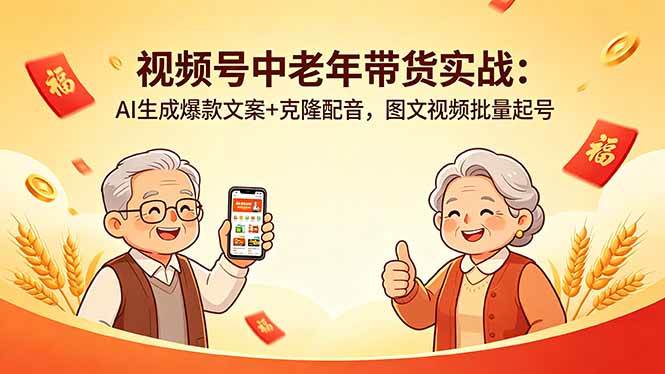 （18396期）视频号中老年带货实战：AI生成爆款文案+克隆配音，图文视频批量起号-智云网