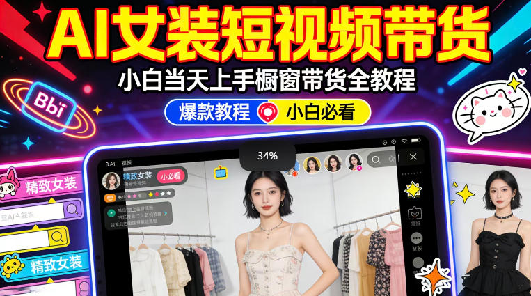 AI女装短视频橱窗带货：小白零门槛当天上手，高佣金爆款轻松賺！-智云网