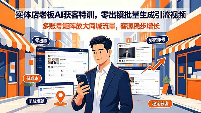 （19234期）实体店老板AI获客特训，零出镜批量生成引流视频，多账号矩阵放大同城流量，客源稳步增长-智云网