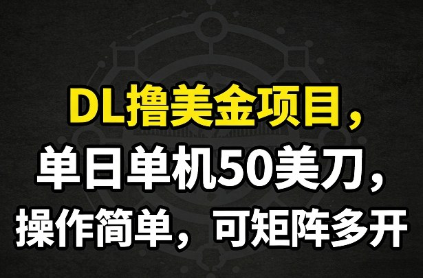 DL撸美金项目，单日单机50美刀，操作简单，可矩阵多开-智云网