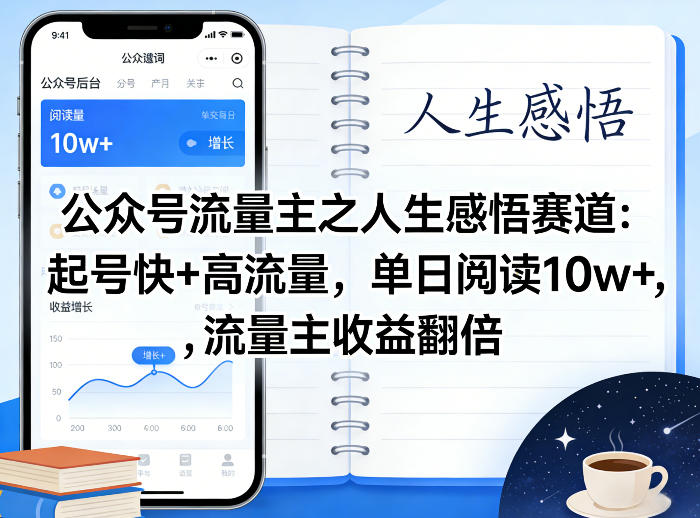 公众号流量主之人生感悟赛道，起号快+高流量，单日阅读10w+，流量主收益翻倍-智云网