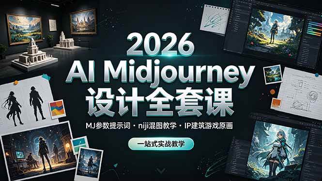 (19209期)2026 AI Midjourney设计全套课,MJ参数提示词niji混图教学,IP建筑游戏原画一站式实战教学-智云网