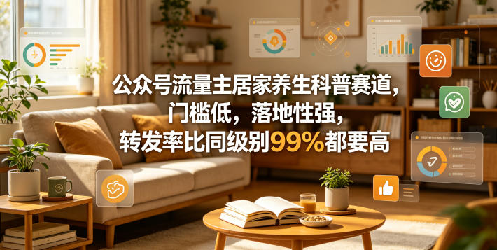 公众号流量主居家养生科普赛道，门槛低，落地性强，转发率比同级别99％都要高-智云网