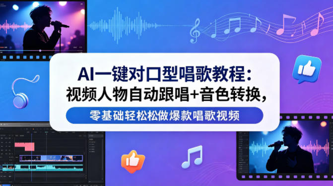 AI一键对口型唱歌教程：视频人物自动跟唱+音色转换，零基础轻松做爆款唱歌视频-智云网