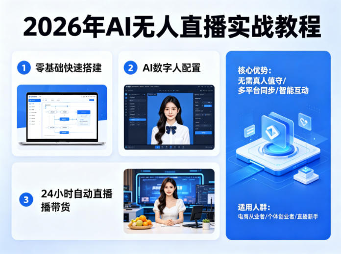 2026年AI无人直播实战教程，零基础也能快速搭建AI数字人无人直播间，实现24小时自动直播带货-智云网