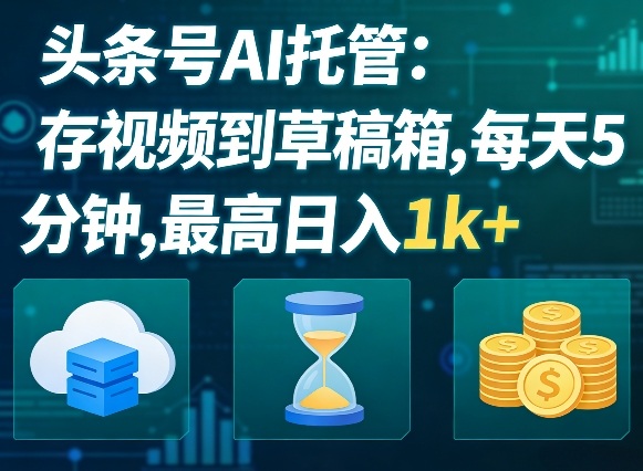 头条号AI托管，我存视频到你草稿箱，每天5分钟，最高日入1k+【揭秘】-智云网