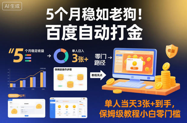 5个月稳如老狗！百度自动打金，单人当天3张+到手，保姆级教程小白零门槛【揭秘】-智云网