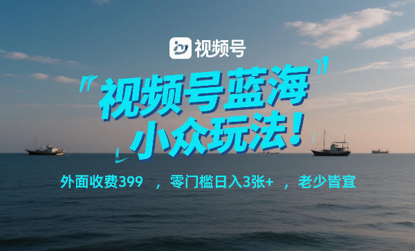 视频号蓝海小众玩法！外面收费399，零门槛日入3张+，老少皆宜-智云网