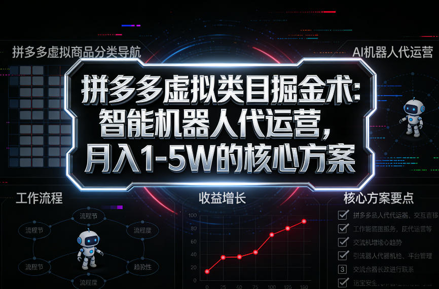 拼多多虚拟类目掘金术：智能机器人代运营，月入1-5W的核心方案【揭秘】-智云网