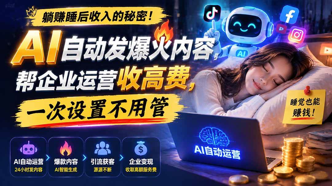 （19826期）躺赚睡后收入的秘密！AI 自动发爆火内容，帮企业运营收高费，一次设置不用管【原创双语字幕】-智云网