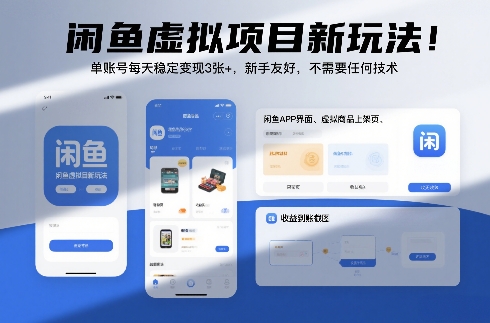 闲鱼虚拟项目新玩法！单账号每天稳定变现3张+，新手友好，不需要任何技术-智云网