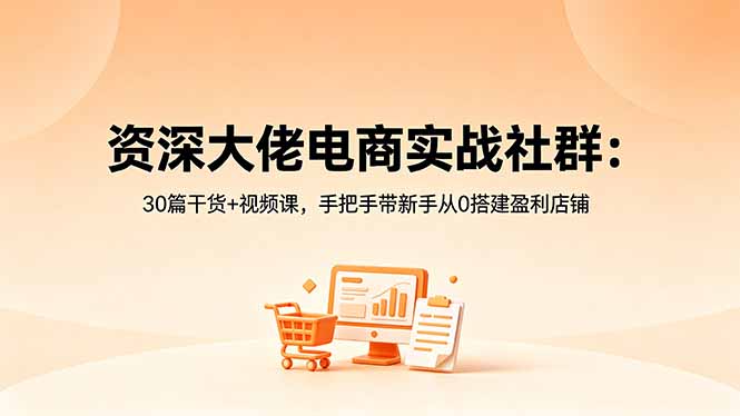 资深大佬电商实战社群：30篇干货+视频课，手把手带新手从0搭建盈利店铺-智云网