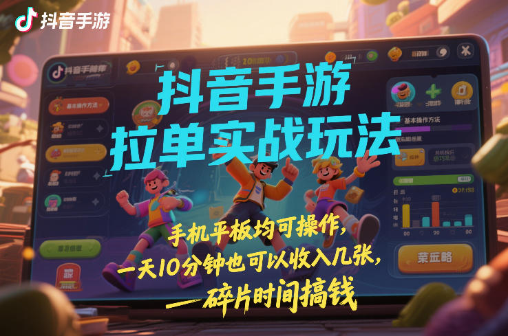 抖音手游拉单实战玩法，手机平板均可操作，一天10分钟也可以收入几张，碎片时间搞钱【揭秘】-智云网