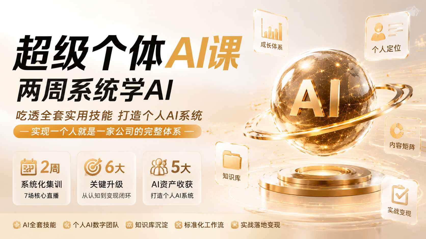 （19827期）超级个体AI课两周系统学AI；吃透全套实用技能打造个人AI系统，实现一个人就是一家公司的完整体系-智云网