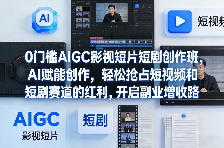 0门槛AIGC影视短片短剧创作班，AI赋能创作，轻松抢占短视频和短剧赛道的红利，开启副业增收路-智云网