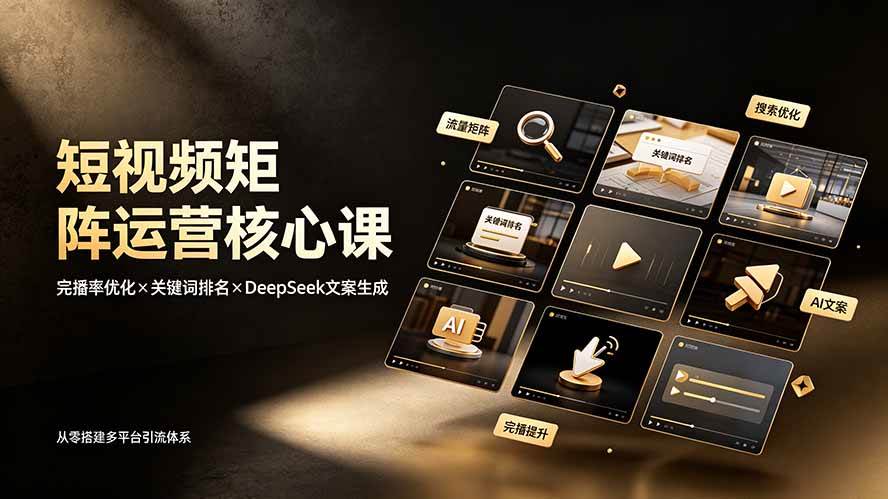 （19259期）短视频矩阵运营核心课：完播率优化×关键词排名×DeepSeek文案生成，从零搭建多平台引流体系-智云网