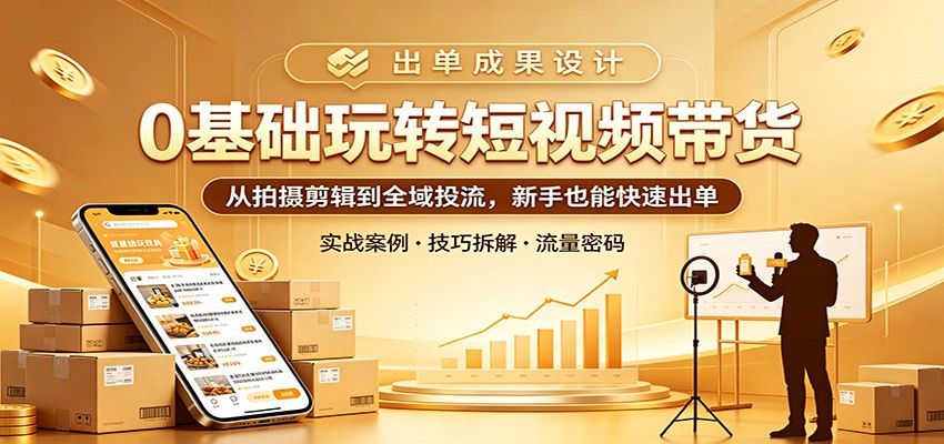 0基础玩转短视频带货:从拍摄剪辑到全域投流,新手也能快速出单-智云网