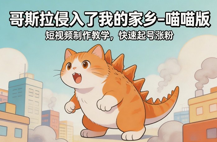 哥斯拉侵入了我的家乡–喵喵版短视频制作教学，快速起号涨粉-智云网