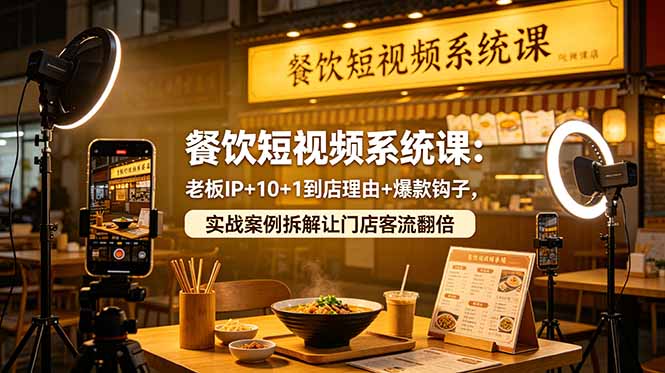 餐饮短视频系统课：老板IP+10+1到店理由+爆款钩子，实战案例拆解让门店客流翻倍-智云网