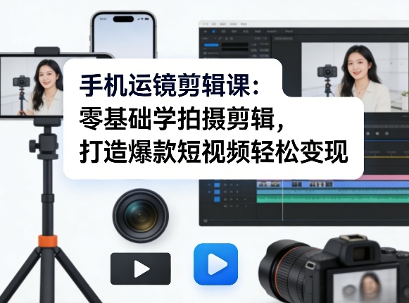手机运镜剪辑课：零基础学拍摄剪辑，打造爆款短视频轻松变现-智云网