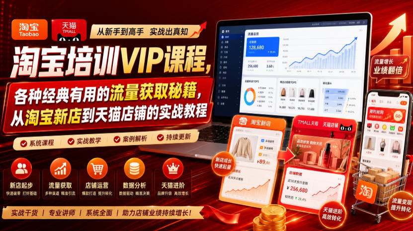淘宝培训VIP课程，各种经典有用的流量获取秘籍，从淘宝新店到天猫店铺的实战教程（更新08月12日）-智云网
