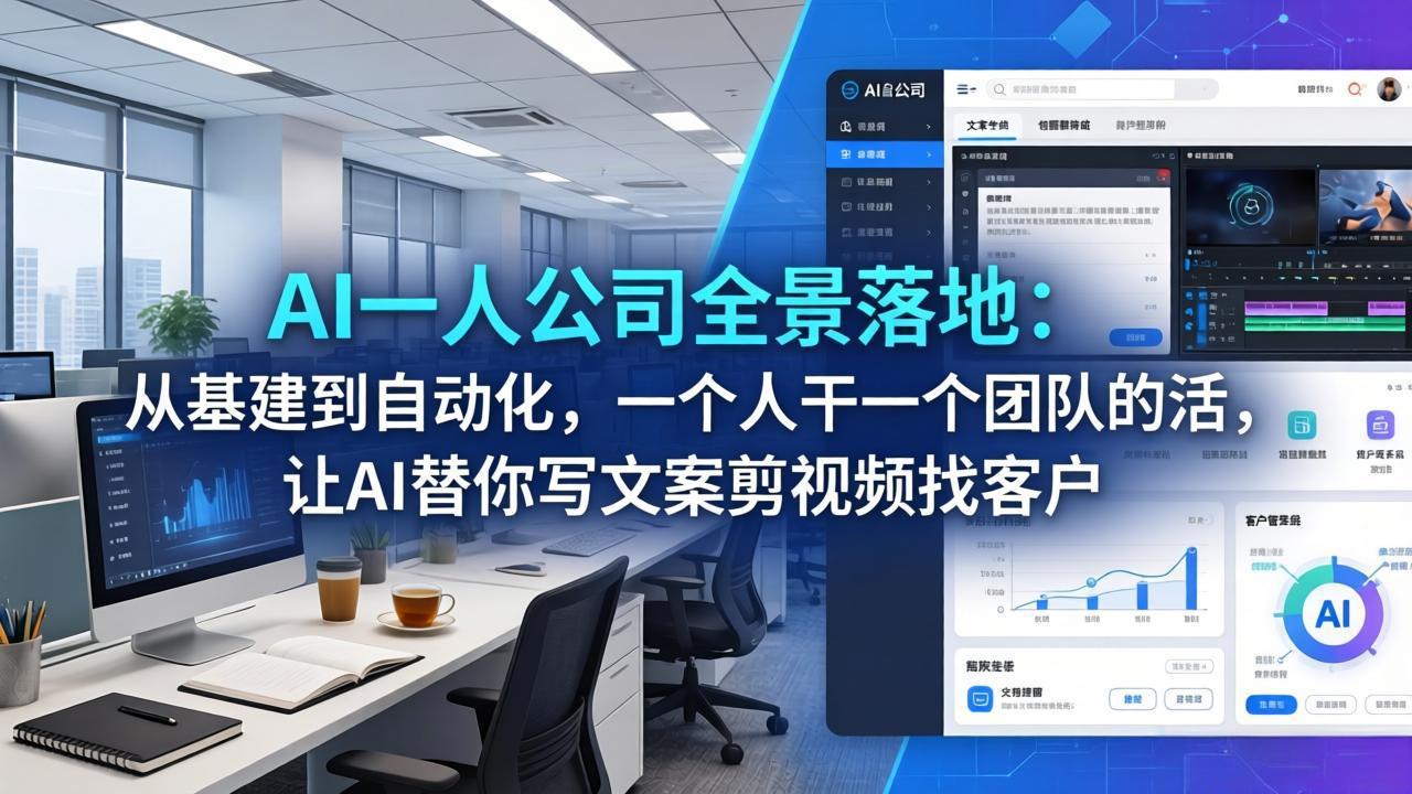AI一人公司全景落地：从基建到自动化，一个人干一个团队的活，让AI替你写文案剪视频找客户-智云网