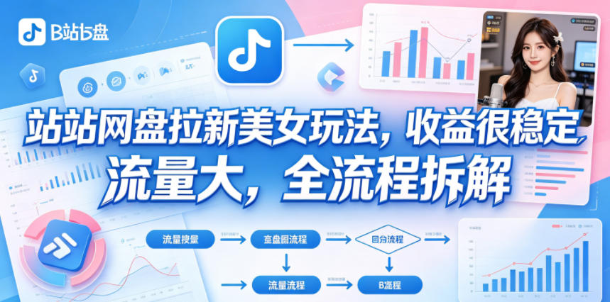B站网盘拉新美女玩法，收益很稳定，流量大，全流程拆解-智云网