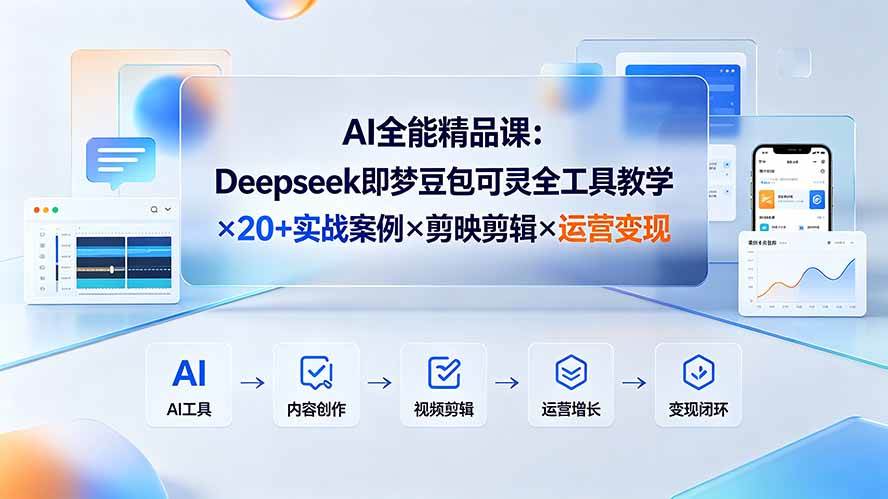 （19278期）AI全能精品课：Deepseek即梦豆包可灵全工具教学×20+实战案例×剪映剪辑×运营变现-智云网