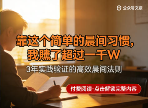某公众号付费文章：靠这个简单的晨间习惯，我賺了超过一千W-智云网
